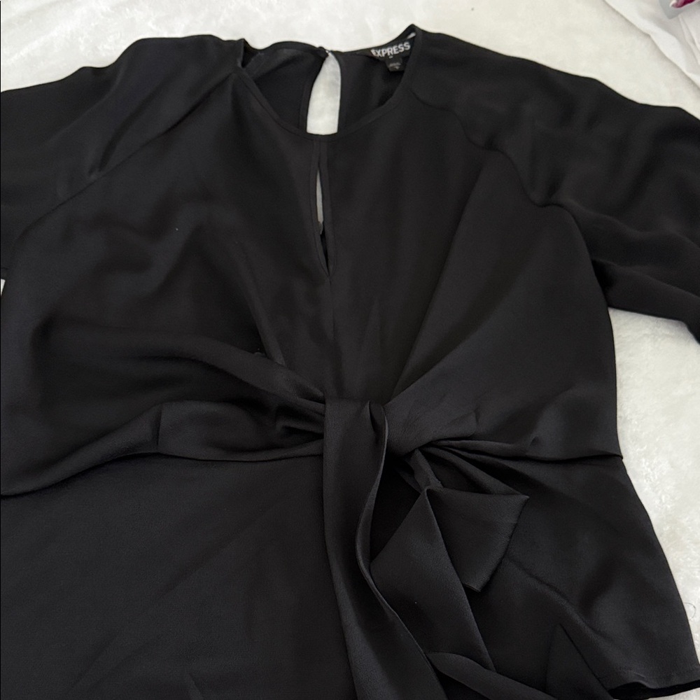 Express Elegant Black Top with Front Tie